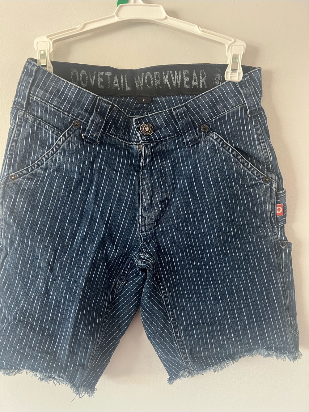 Dovetail Workwear Blue Mavin Slim Shorts Women's 0 Pinstripe Cargo Shorts Denim